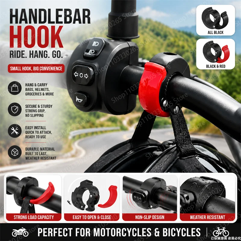 Cycling Commute Bag - Gancio per manubrio moto resistente, antiscivolo,