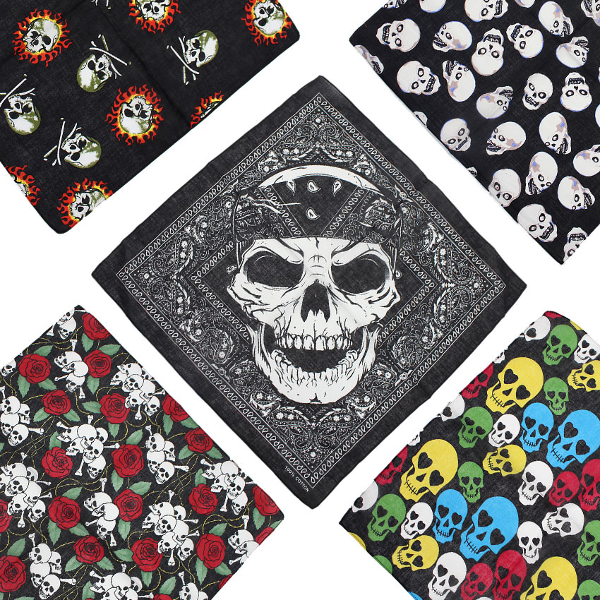 Cycling Zones - Sciarpa quadrata Bandana teschio 100% fazzoletto